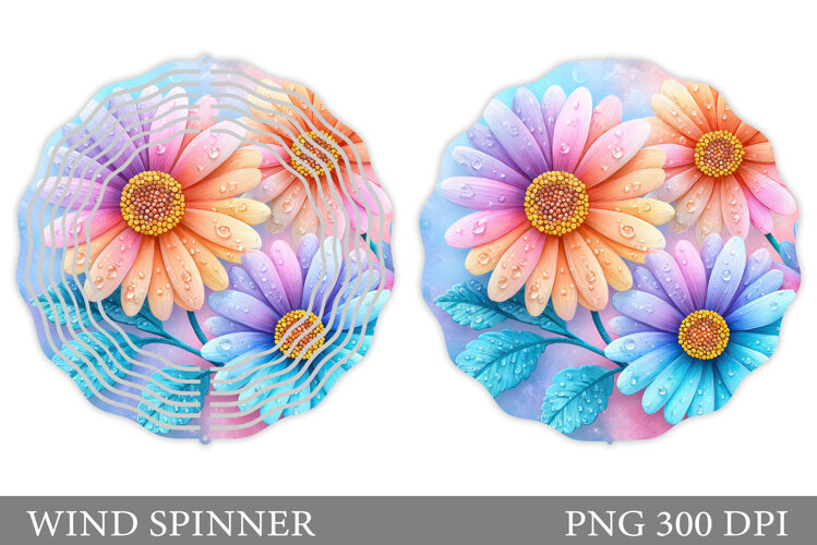 Floral Wind Spinner Sublimation. Flowers Wind Spinner Design example image 1