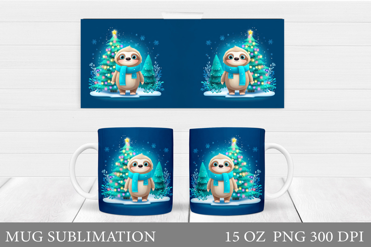 Christmas Sloth Mug Design. Christmas Mug Sublimation