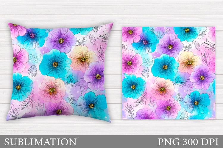 Flowers Pillow Design. Floral Pillow Sublimation