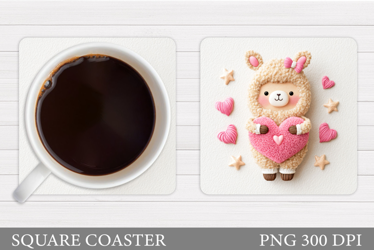 Valentines Lama Coaster. Valentines Coaster Sublimation