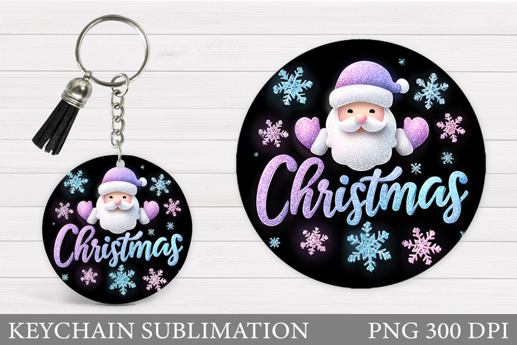 Merry Christmas Keychain. Santa Claus Keychain Design