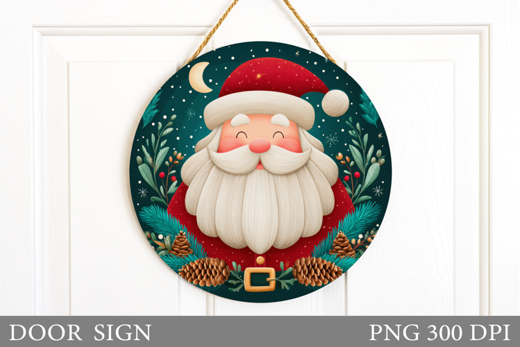Santa Claus Door Sign Design. Christmas Snowman Door Sign