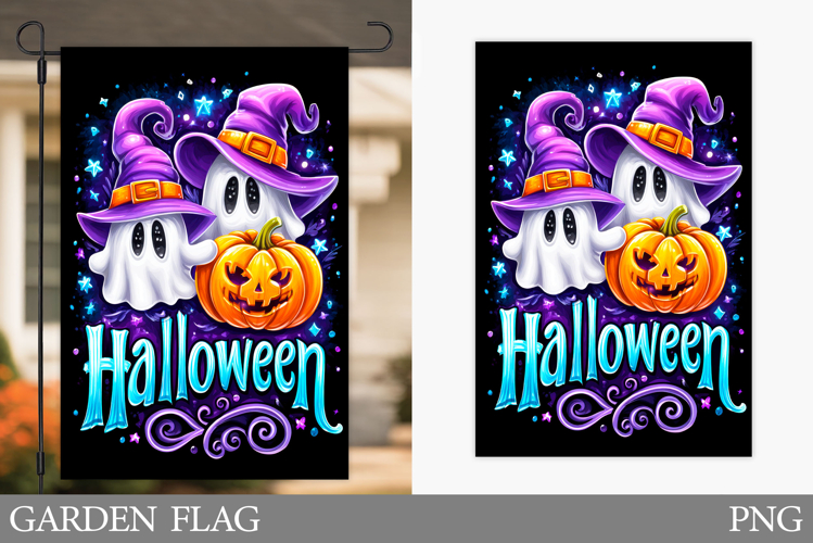 Halloween Garden Flag Design. Halloween Pumpkin Garden Flag