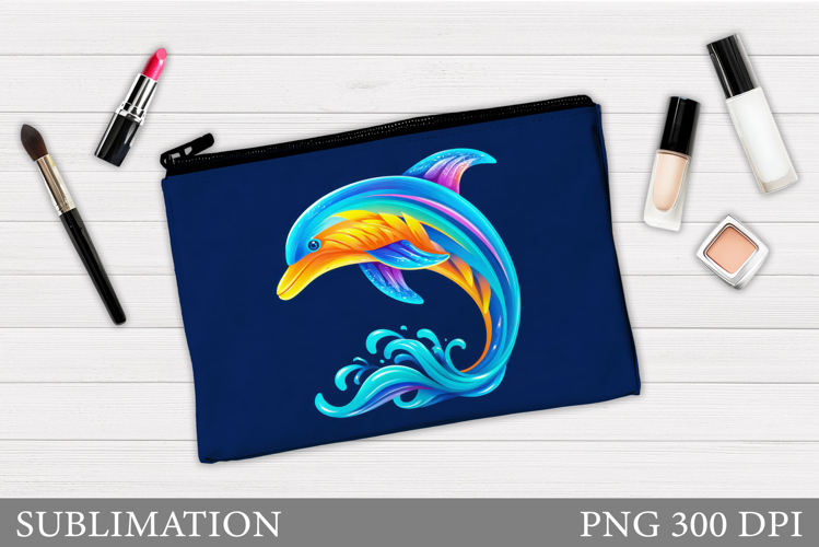 Dolphin Makeup Bag Sublimation. Dolphin Cosmetics Bag Design