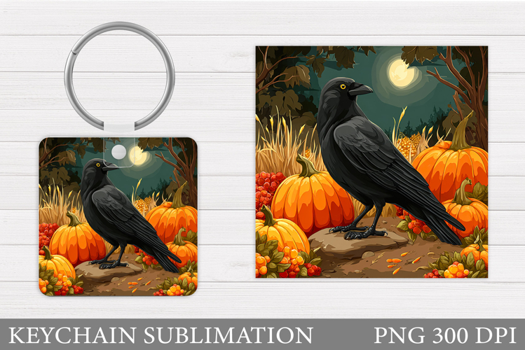 Crow Halloween Keychain. Halloween Crow Keychain Sublimation