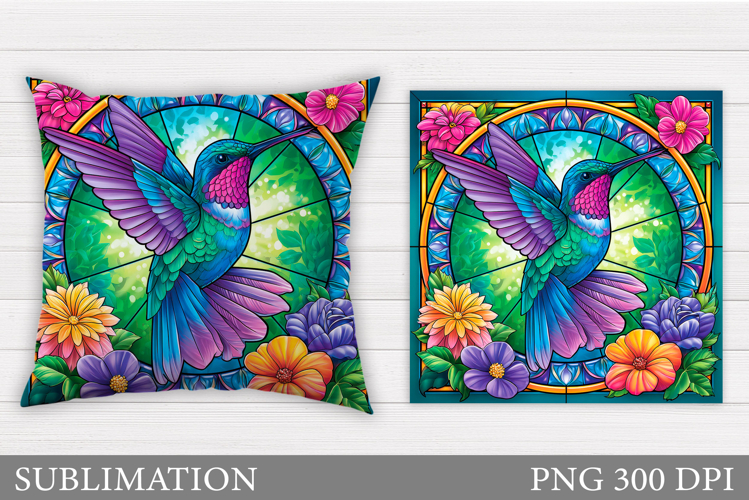 Hummingbird Pillow Design. Hummingbird Sublimation example image 1