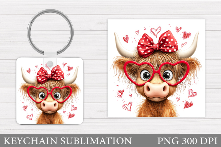 Valentines Cow Keychain. Valentine Keychain Design