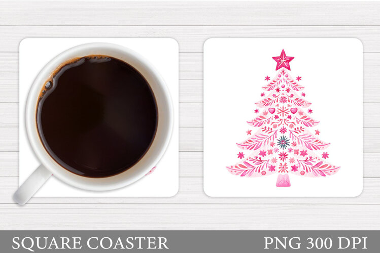 Christmas Tree Coaster Sublimation. Christmas Coaster Design example image 1