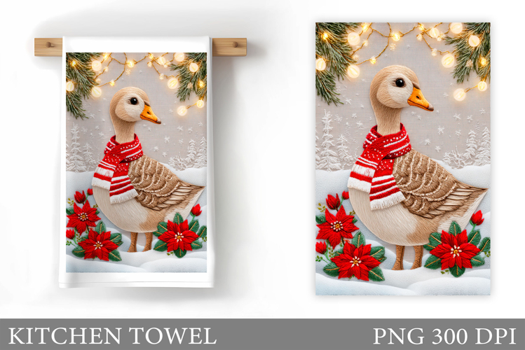 Christmas Goose Kitchen Towel. Christmas Kitchen Towel