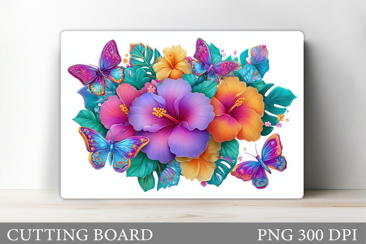 Hibiscus Cutting Board. Flowers Cutting Board Sublimation