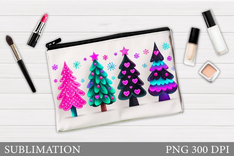 Christmas Cosmetics Bag. Christmas Tree Makeup Bag Design example image 1