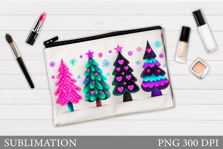 Christmas Cosmetics Bag. Christmas Tree Makeup Bag Design