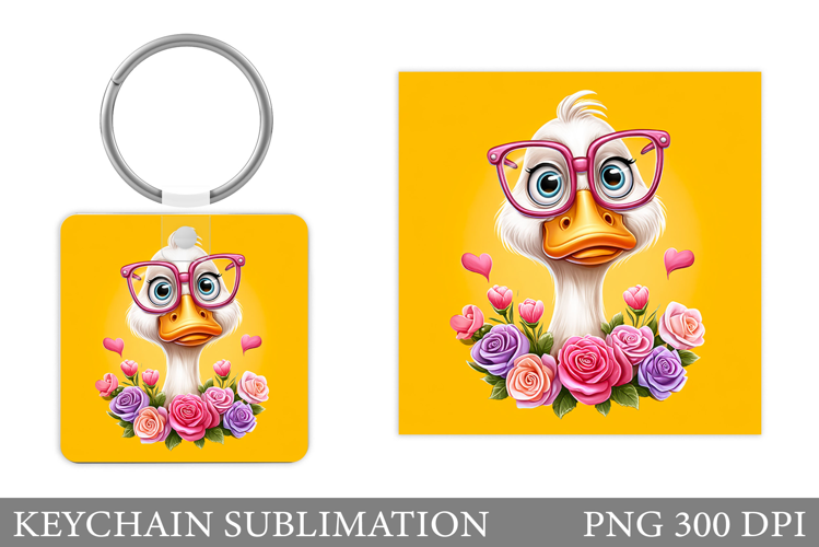 Cute Goose Keychain Design. Funny Goose Sublimation
