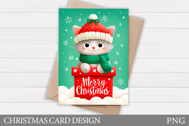 Christmas Card Design. Christmas Cat Card Printable