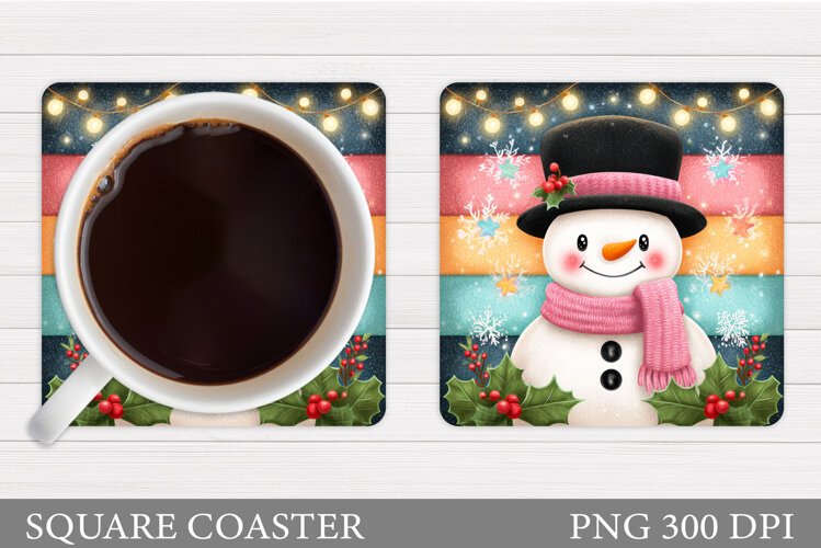 Snowman Coaster Design. Christmas Coaster Sublimation example image 1