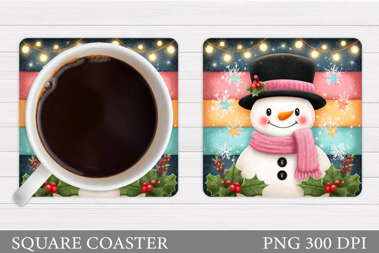 Snowman Coaster Design. Christmas Coaster Sublimation