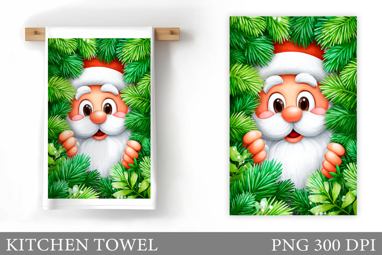 Santa Claus Kitchen Towel. Christmas Kitchen Towel Design