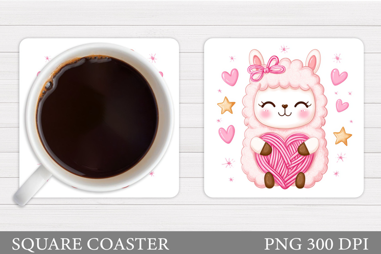 Valentines Lama Coaster. Valentines Coaster Sublimation