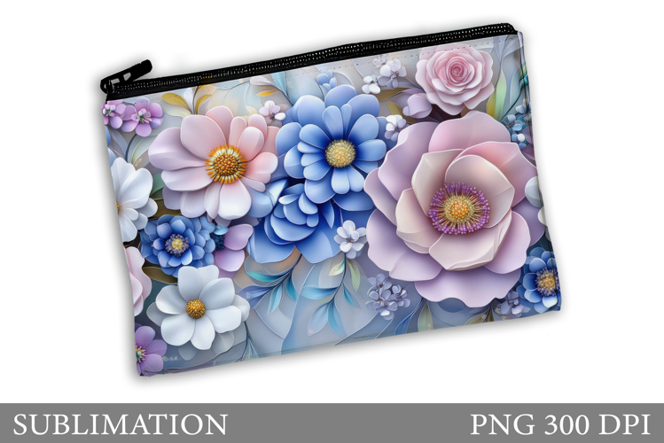Flowers Makeup Bag Design. Floral Makeup Pouch Sublimation