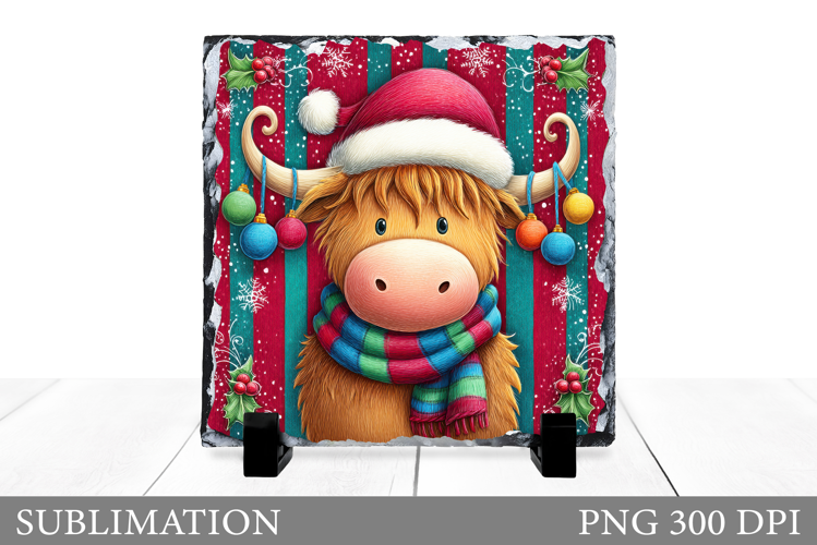 Christmas Cow Sublimation. Christmas Cow Slate Design