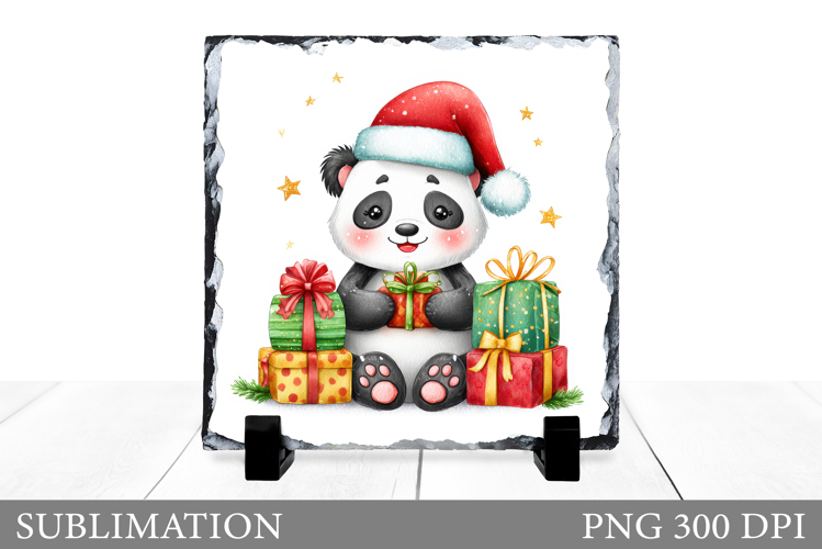 Christmas Panda Slate Design. Christmas Panda Sublimation
