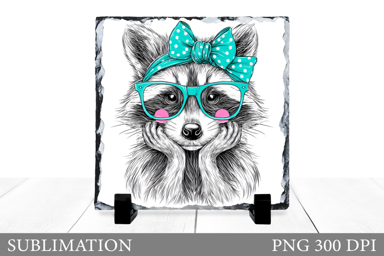 Raccoon Sublimation. Cute Raccoon Slate Design