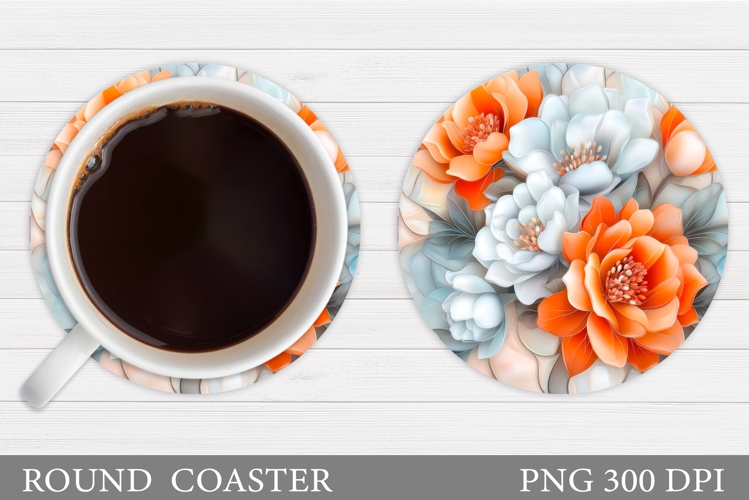 Flowers Coaster Sublimation. Floral Coaster Design