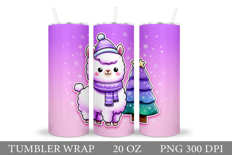 Christmas Lama Tumbler Design. Christmas Tumbler Sublimation