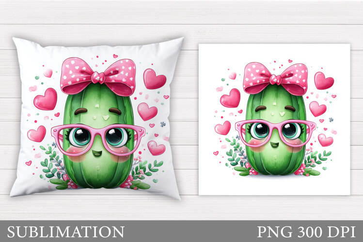 Cute Cucumber Pillow Design. Funny Cucumber Sublimation example image 1