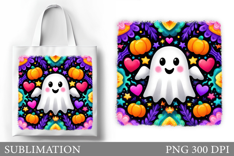 Cute Ghost Tote Bag Design. Cute Ghost Sublimation