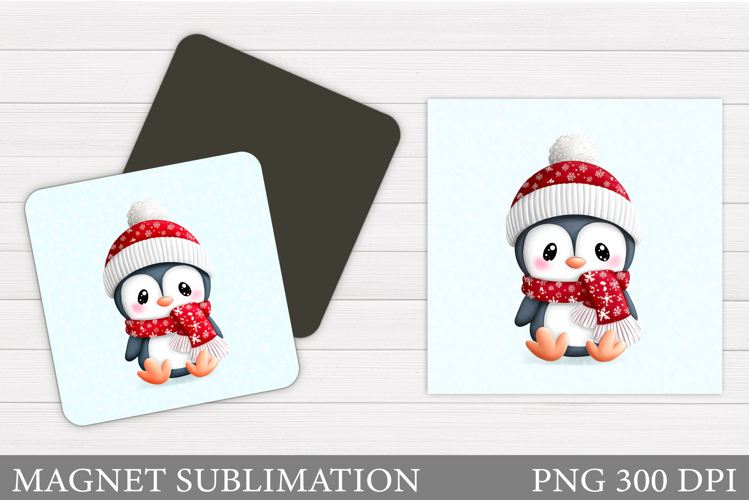Christmas Magnet Design. Penguin Magnet Sublimation