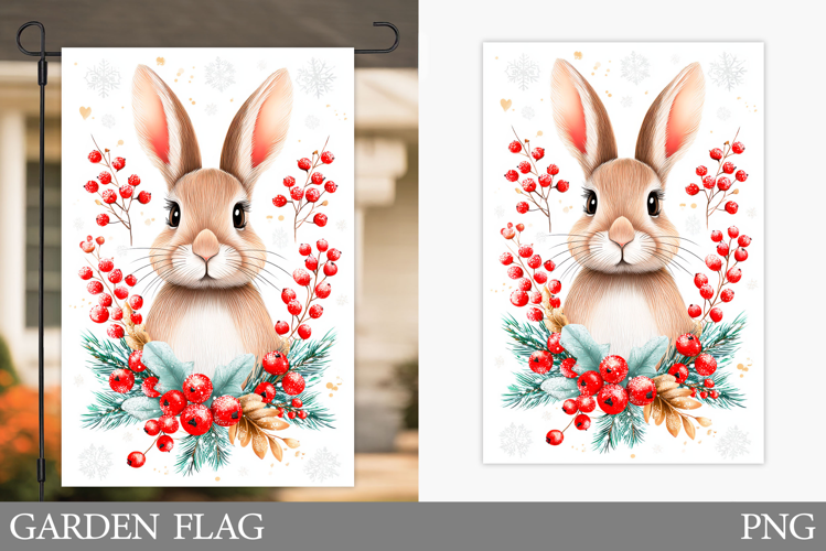 Christmas Bunny Garden Flag. Christmas Garden Flag Design