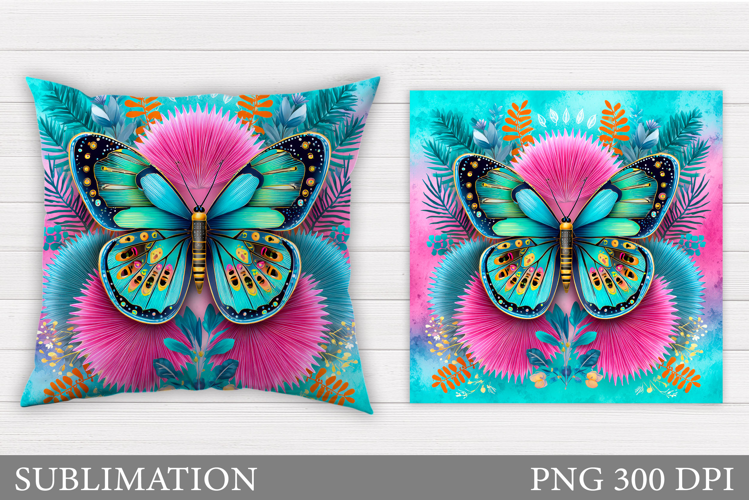 Butterfly Flowers Sublimation. Butterfly Pillow Sublimation