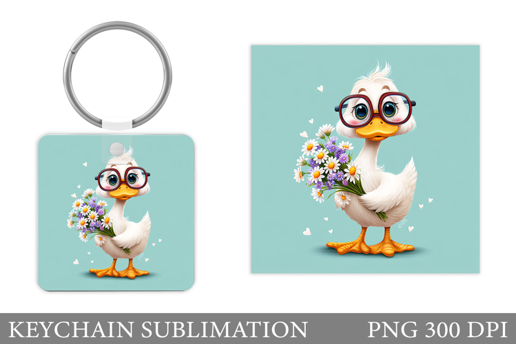 Cute Goose Keychain Design. Funny Goose Sublimation