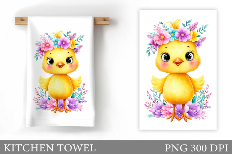 Cute Chick Kitchen Towel Design. Cute Chick Sublimation