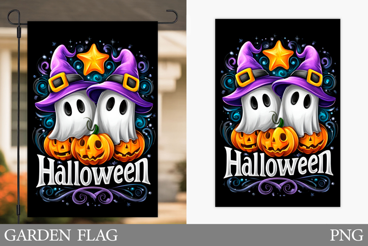 Halloween Garden Flag Design. Halloween Pumpkin Garden Flag