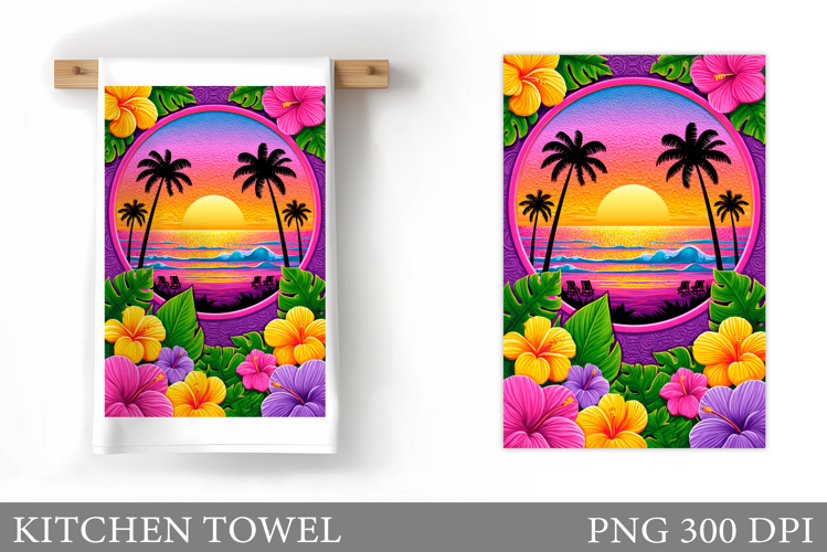 Sea Kitchen Towel Design. Summer Kitchen Towel Sublimation
