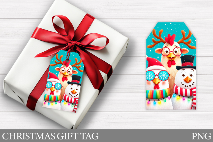 Christmas Gift Tag. Christmas Chicken Gift Tag Printable