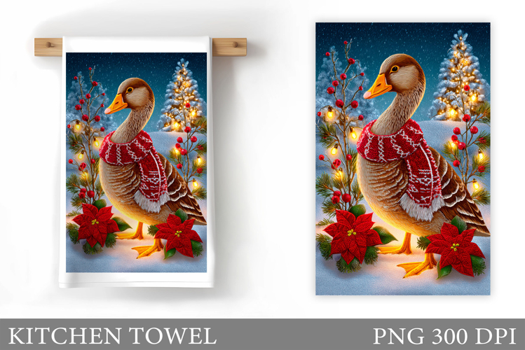 Christmas Goose Kitchen Towel. Christmas Kitchen Towel
