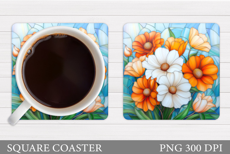 Floral Coaster Design. Flowers Coaster Sublimation