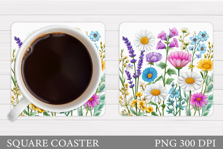 Wildflowers Coaster Design. Flowers Coaster Sublimation