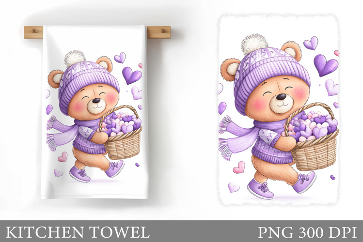 Valentines Bear Kitchen Towel. Valentines Kitchen Towel