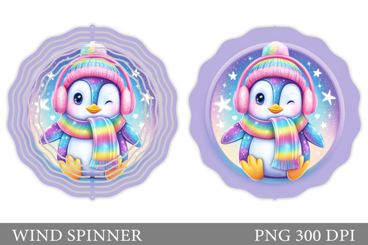 Cute Penguin Wind Spinner. Christmas Wind Spinner Design
