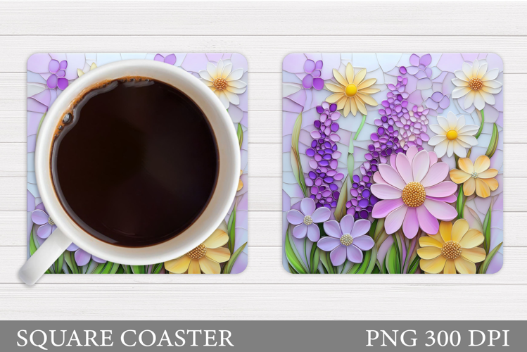 Wildflowers Coaster Design. Floral Coaster Sublimation
