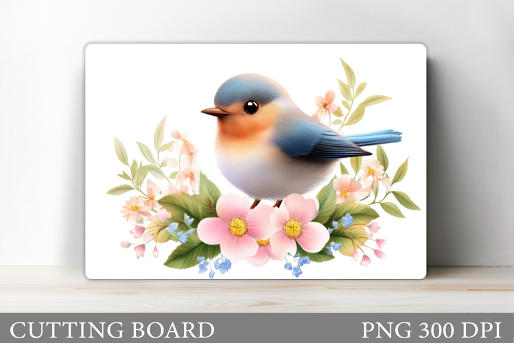 Bird Cutting Board Sublimation. Flowers Cutting Board
