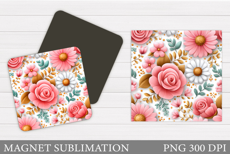 Flowers Square Magnet Design. Flowers Magnet Sublimation