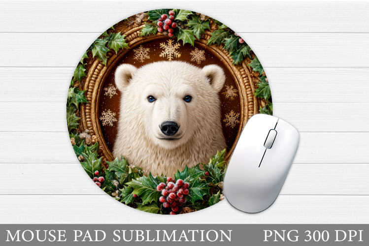 Polar Bear Mouse Pad Sublimation. Christmas Bear Mouse Pad