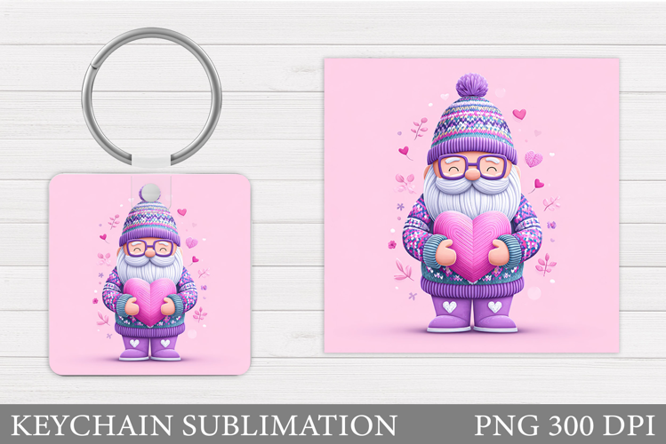 Valentines Gnome Keychain. Valentines Keychain Sublimation