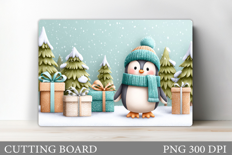 Cute Penguin Cutting Board. Christmas Cutting Board Design