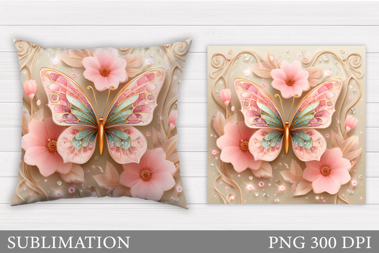 Butterfly Flowers Sublimation. Butterfly Pillow Sublimation